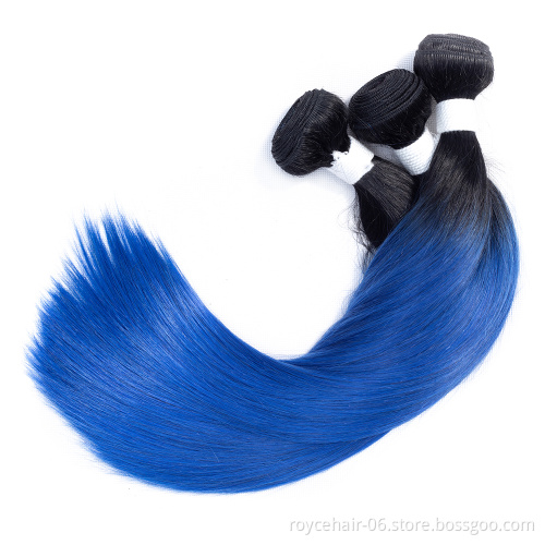 100% Virgin Remy Brazilian Human Hair Bundles  Ombre Color Human Hair Bundles  OT Blue Hair
